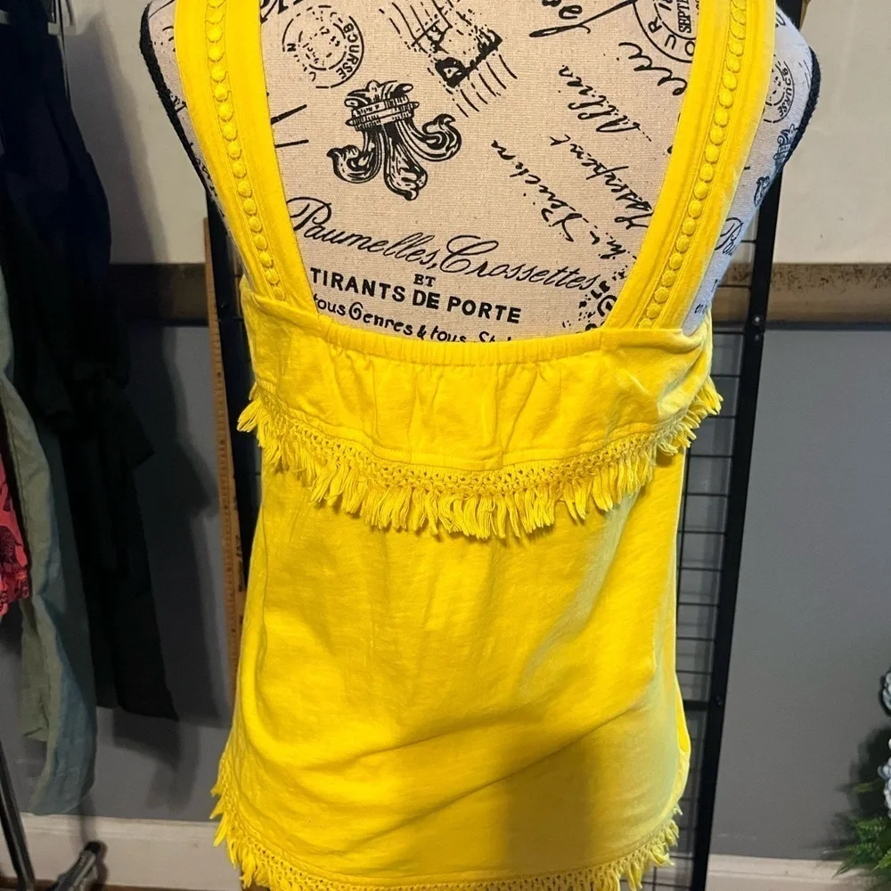 J. Crew Bright Yellow Fringe Tank Top